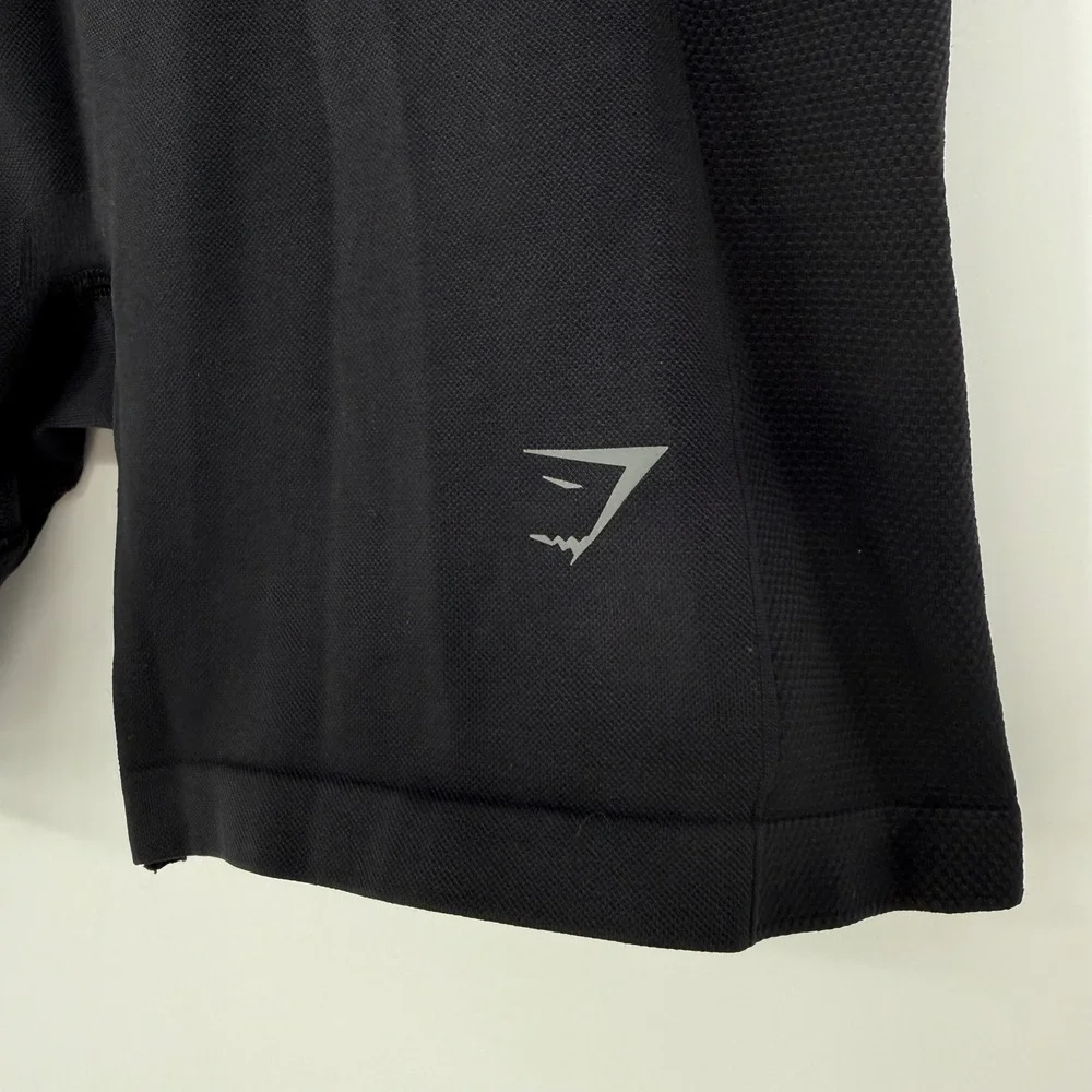 GYMSHARK SEAMLESS FLEX BIKER‎ SHORTS BLACK GREY MEDIUM